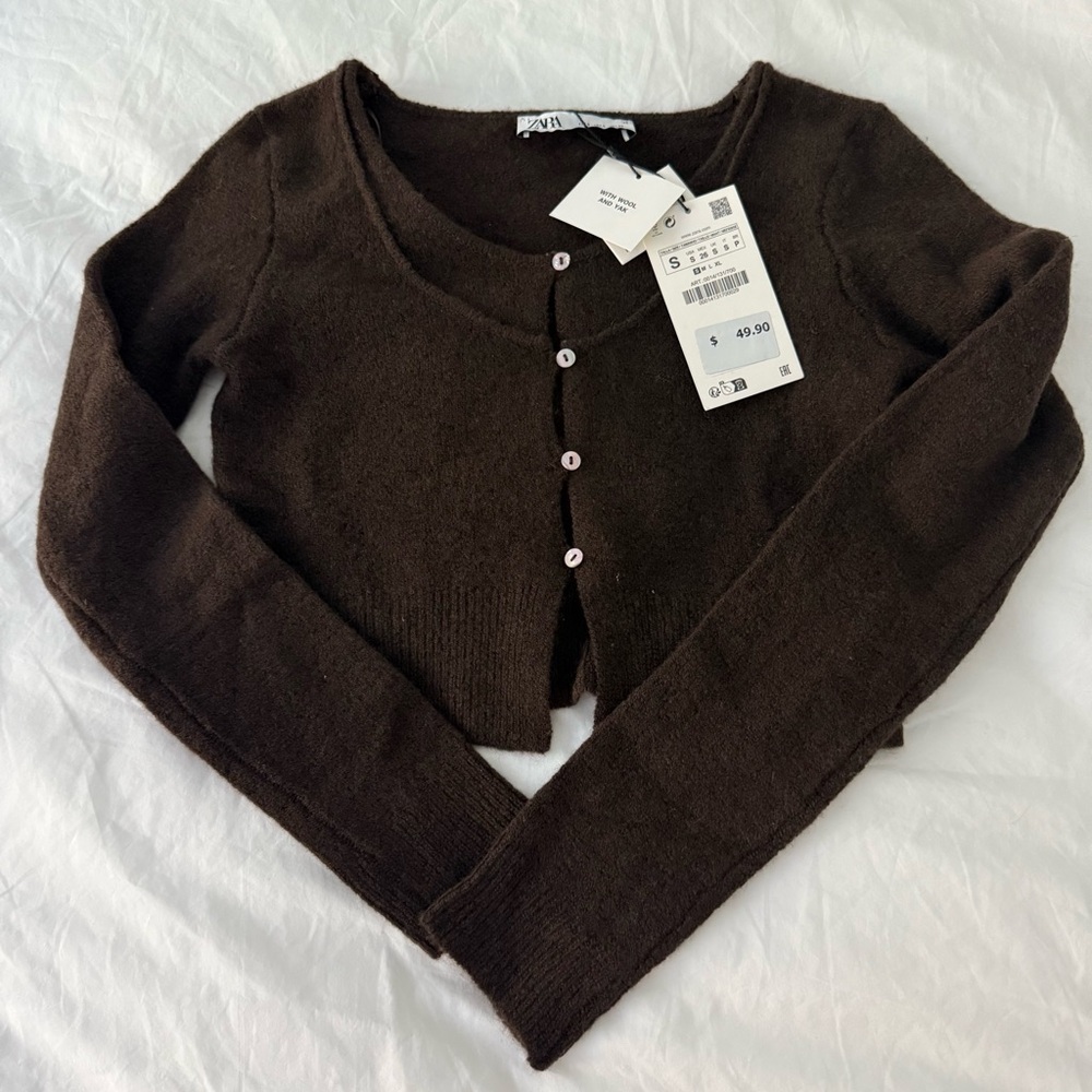 NWT Zara Cropped Cardigan with Thumb Holes